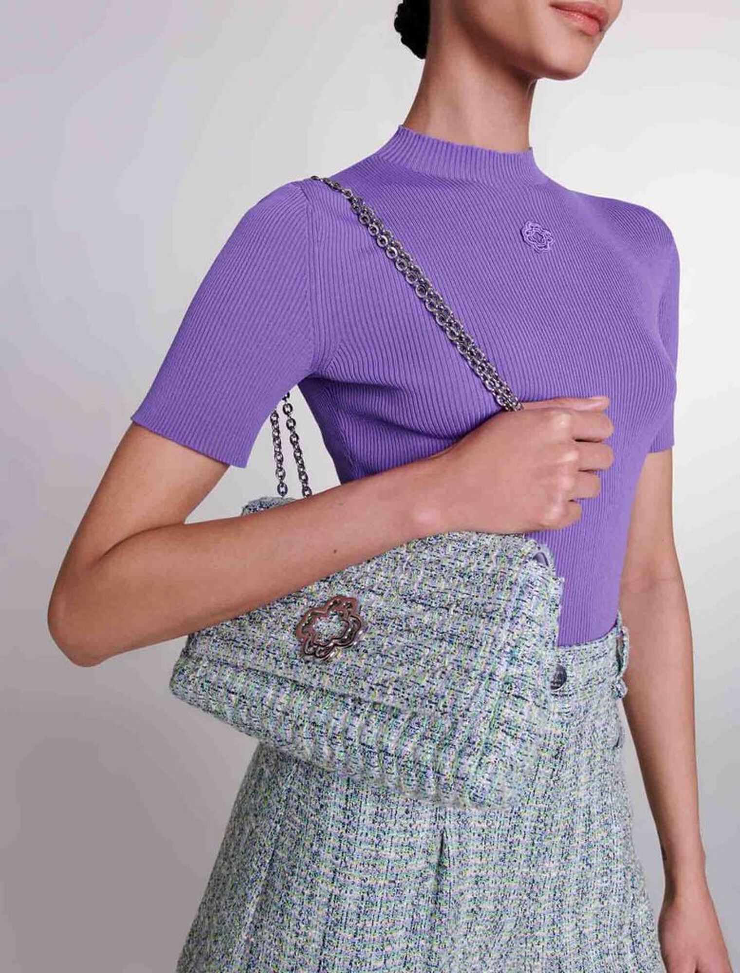 Sac clover à chaînes en tweed