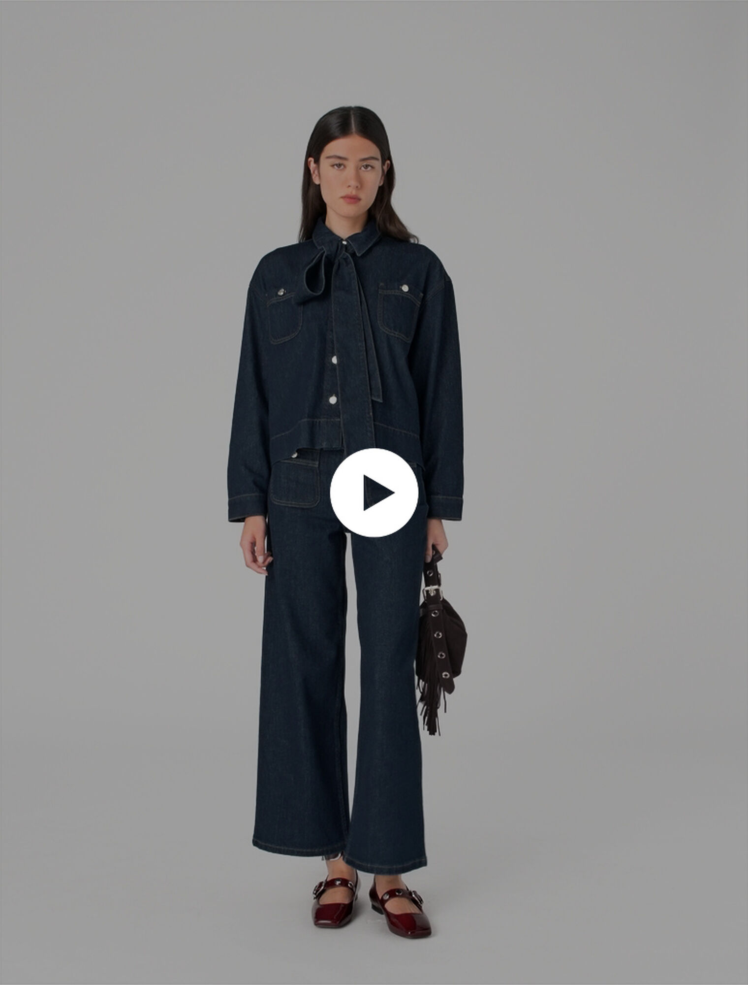 Chemise en denim avec Lavallière