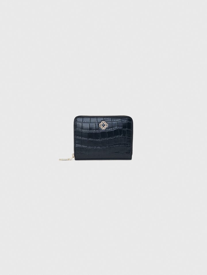 Portefeuille en cuir effet croco