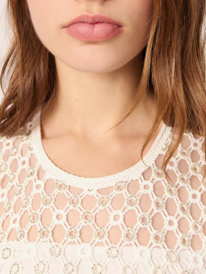 Robe longue en crochet avec perles