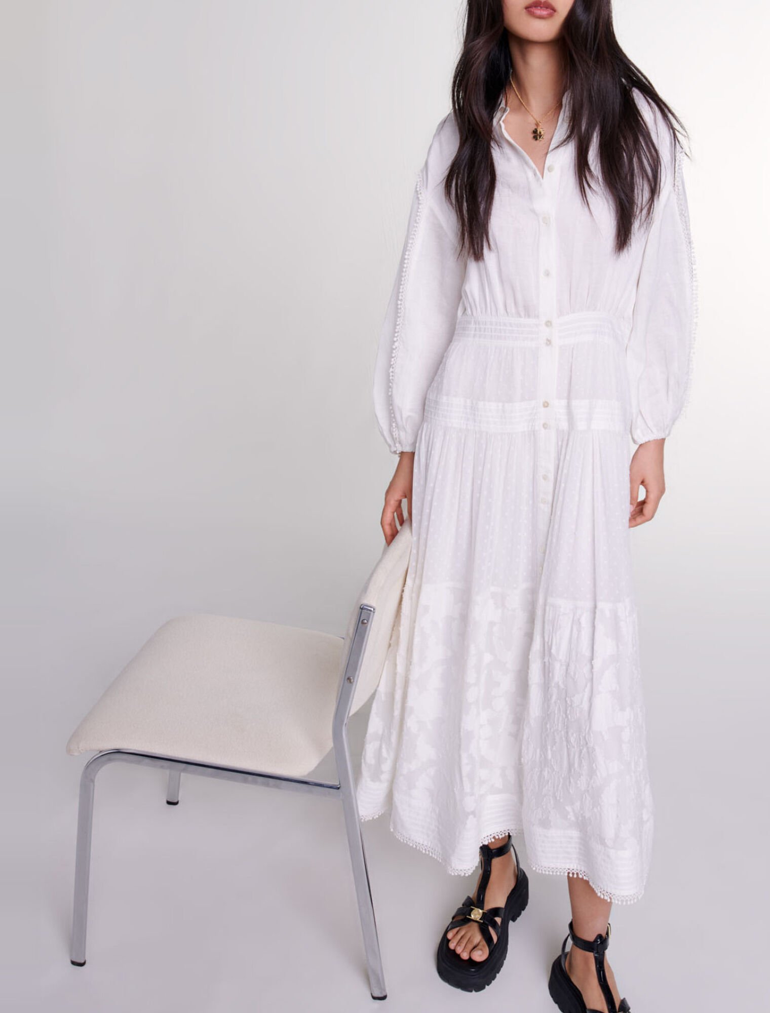 Robe longue en patchwork de coton