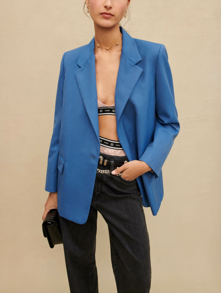 Straight blue suit jacket