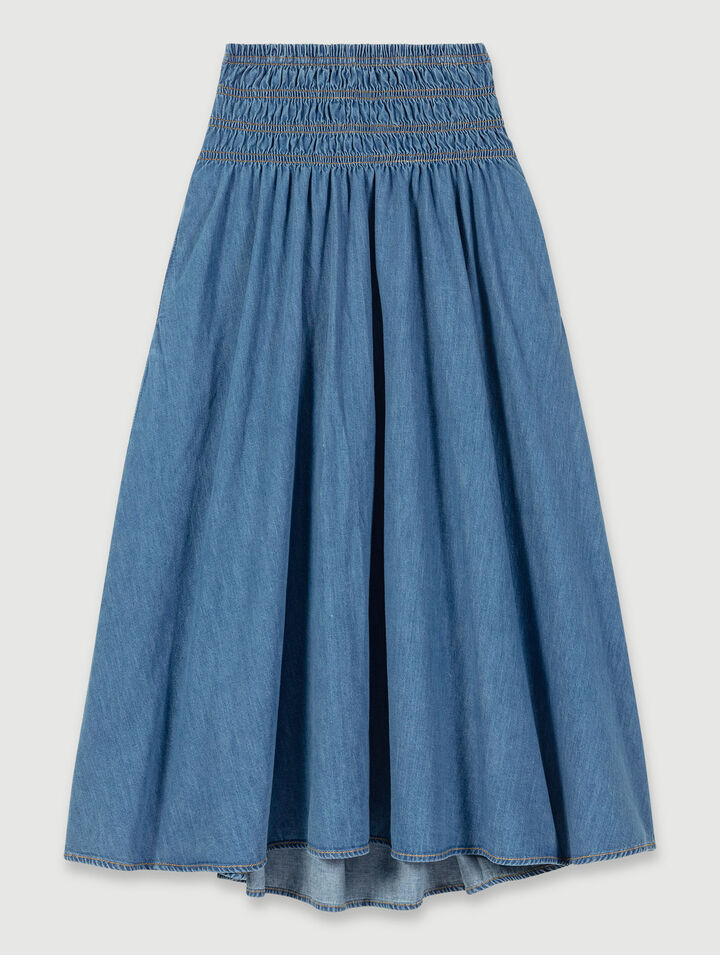 Jupe smockée en jean