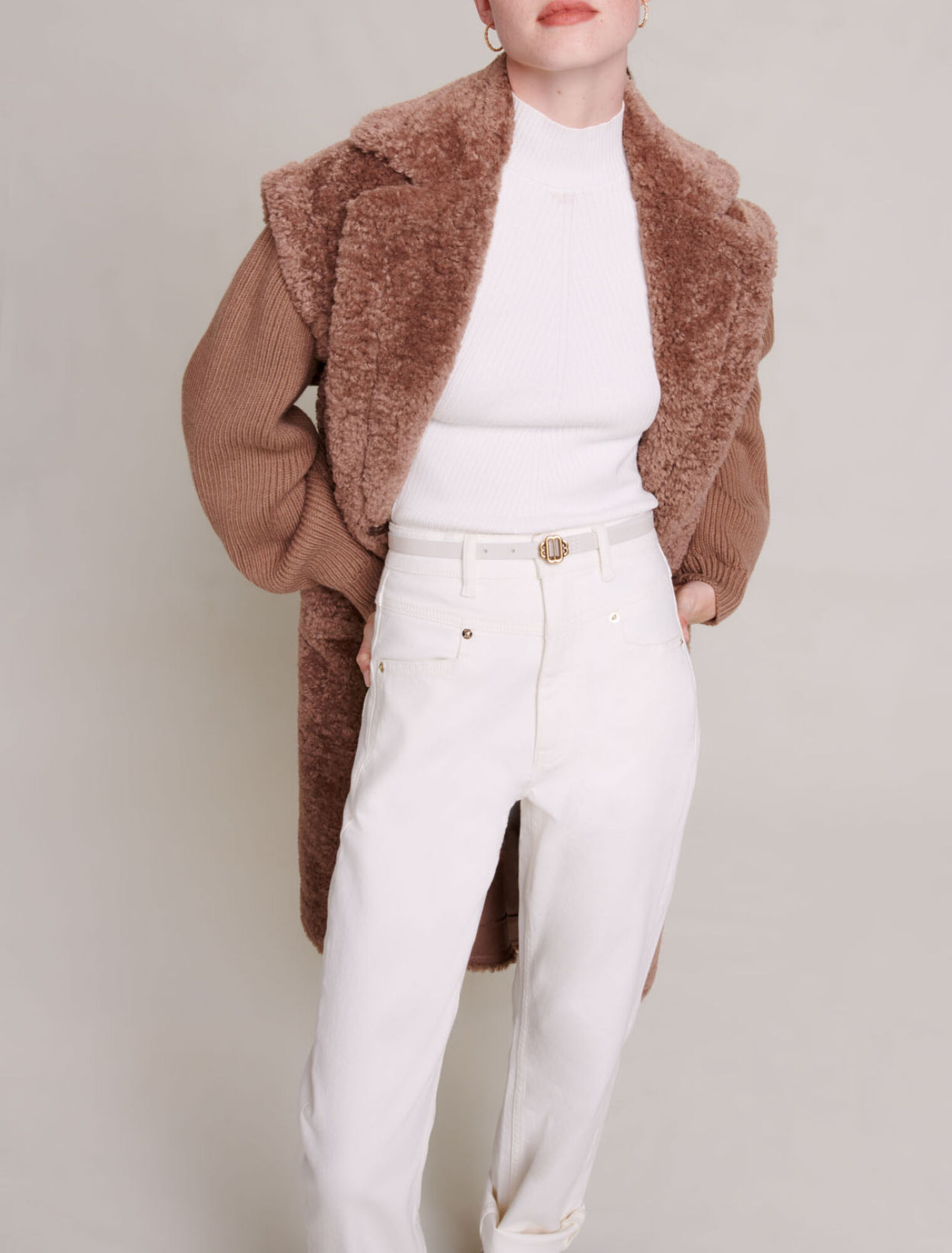 Manteau long fausse fourrure
