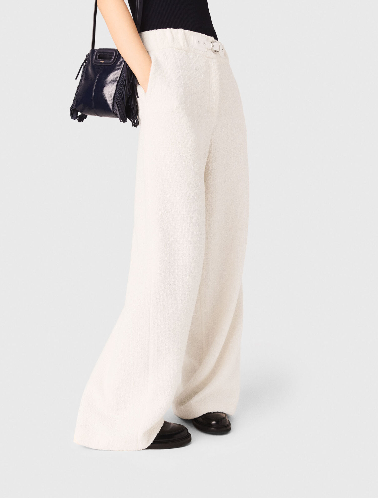 Pantalon large en tweed