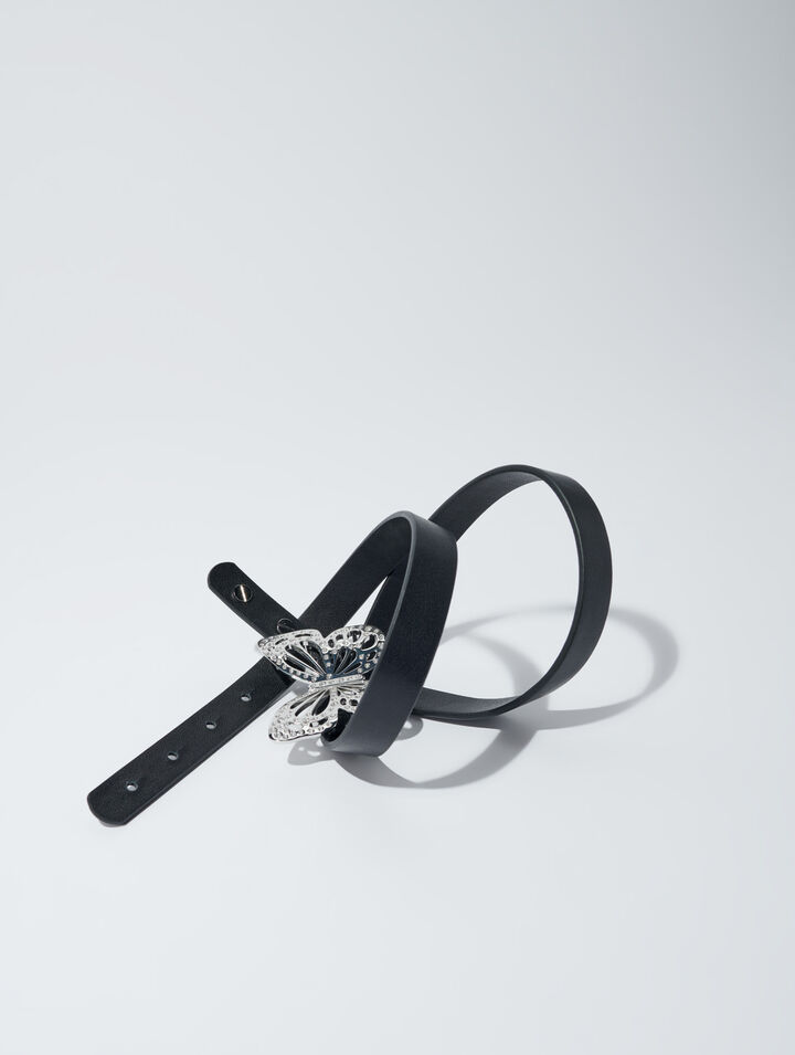 Ceinture fine papillon strassé