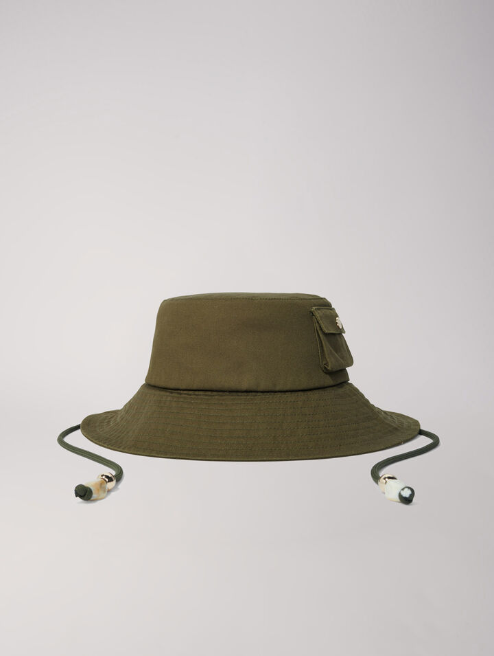 Beaded drawstring bucket hat