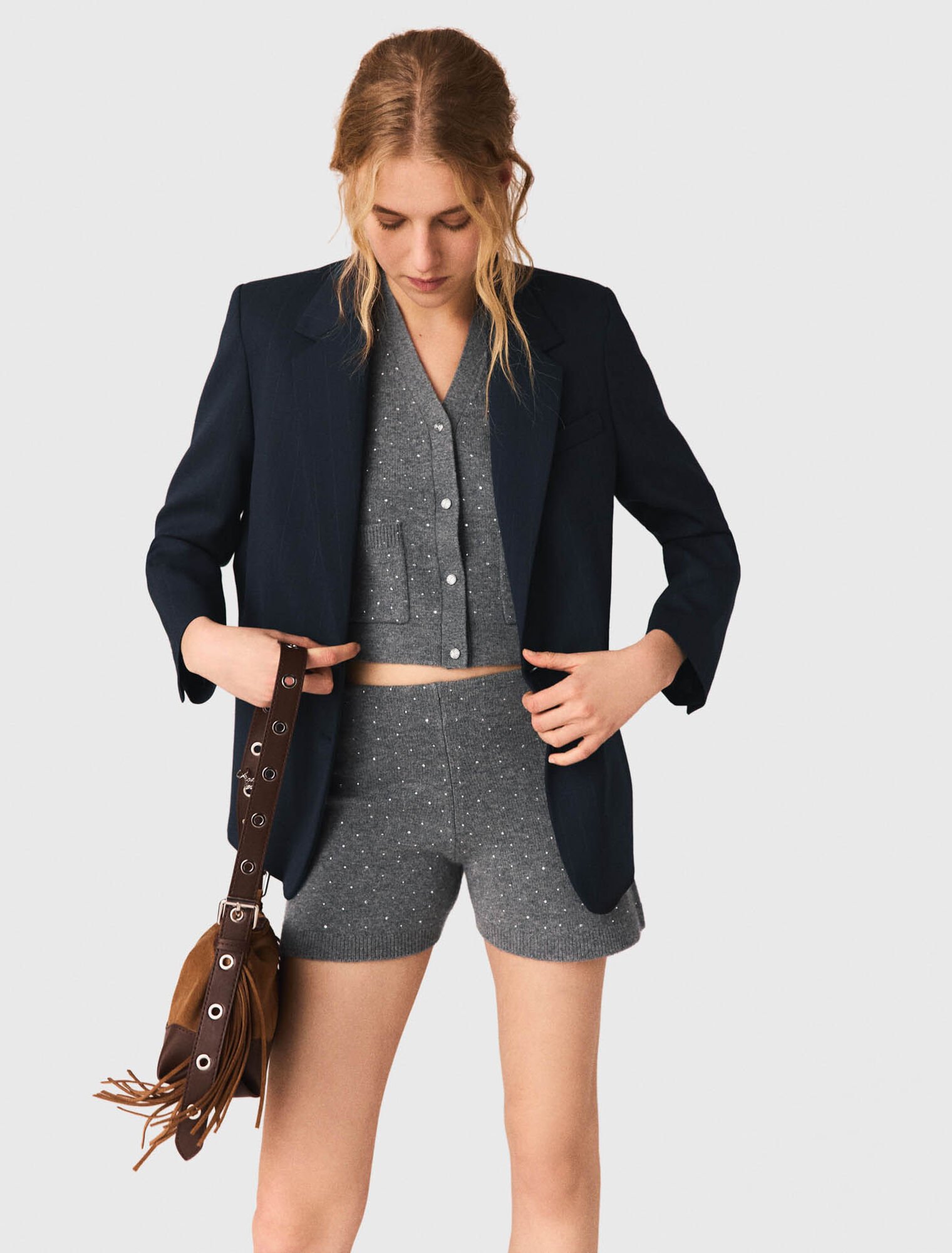 Short en maille avec strass