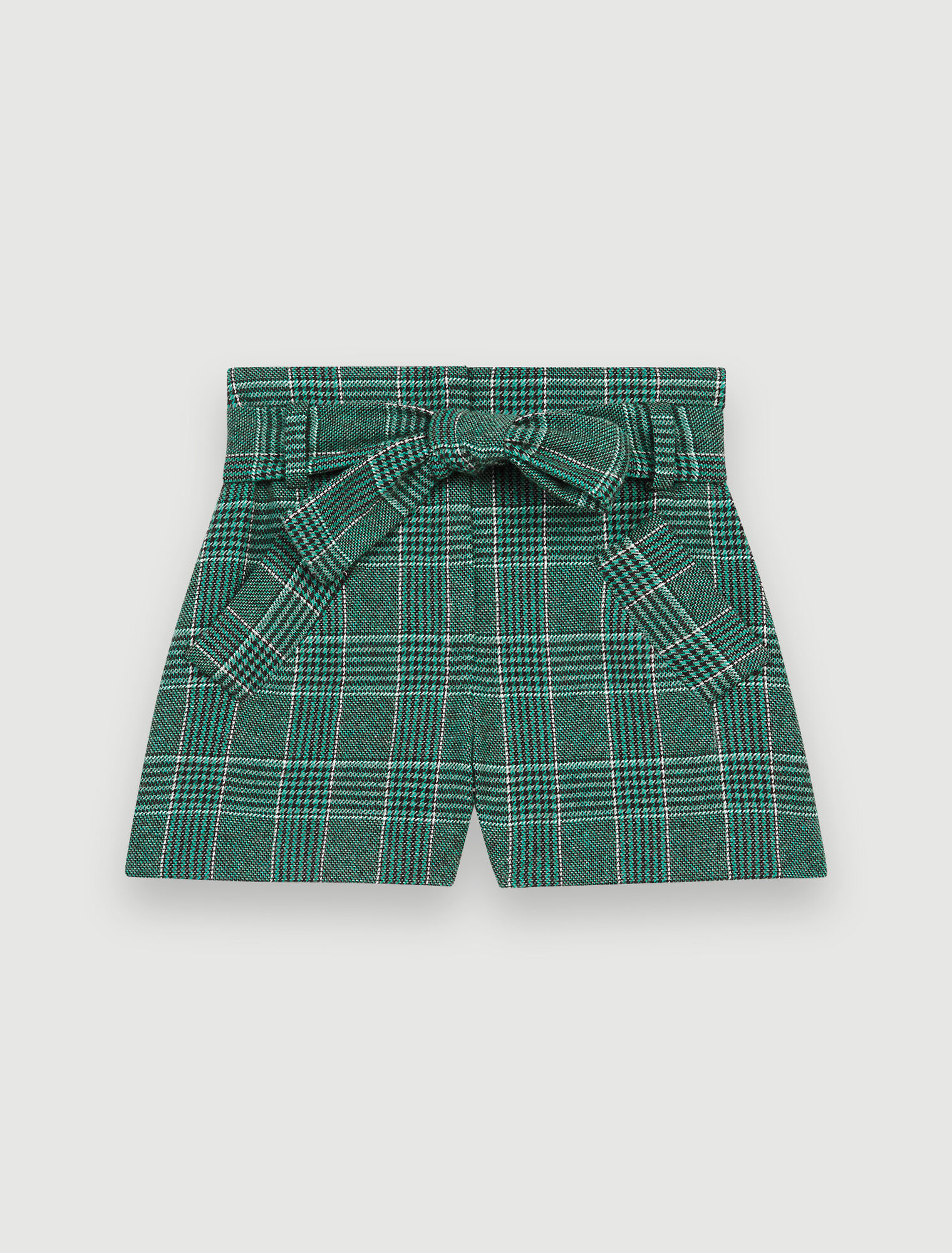 Short à carreaux ceinturé