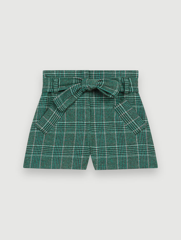 Belted plaid shorts