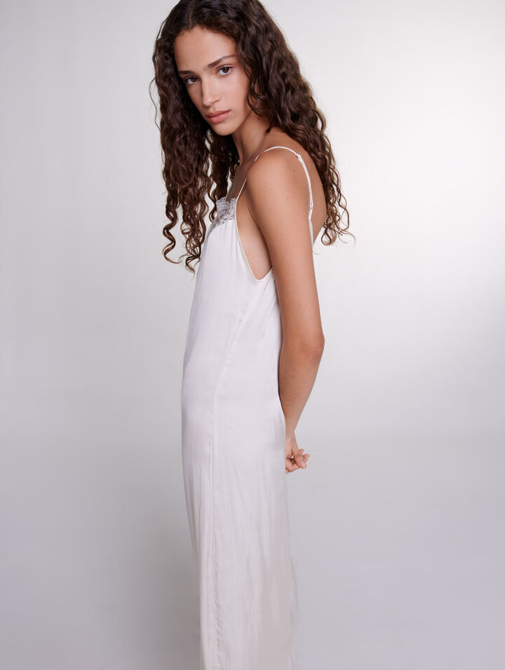 Robe longue satinée