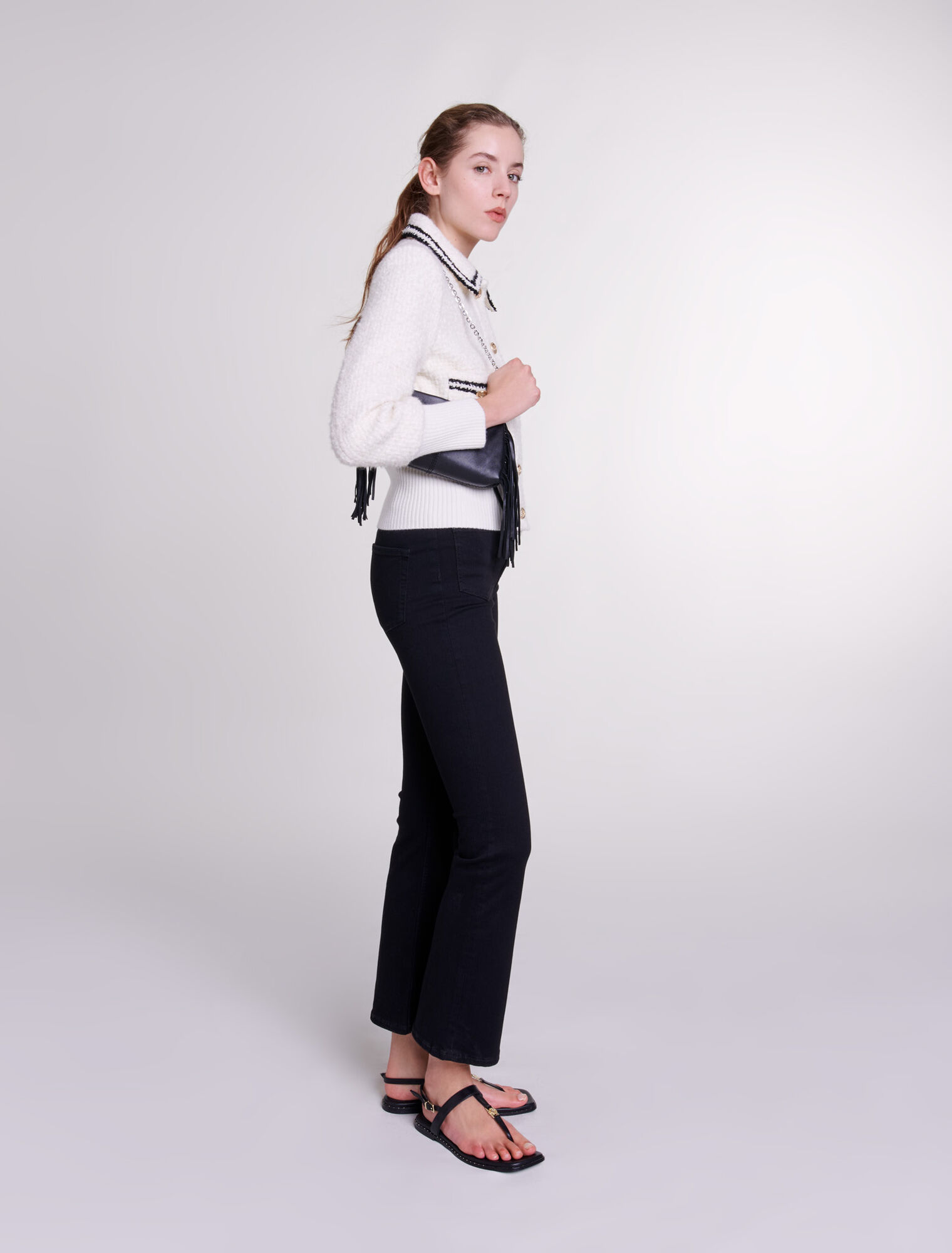 Contrasting tweed-style jacket