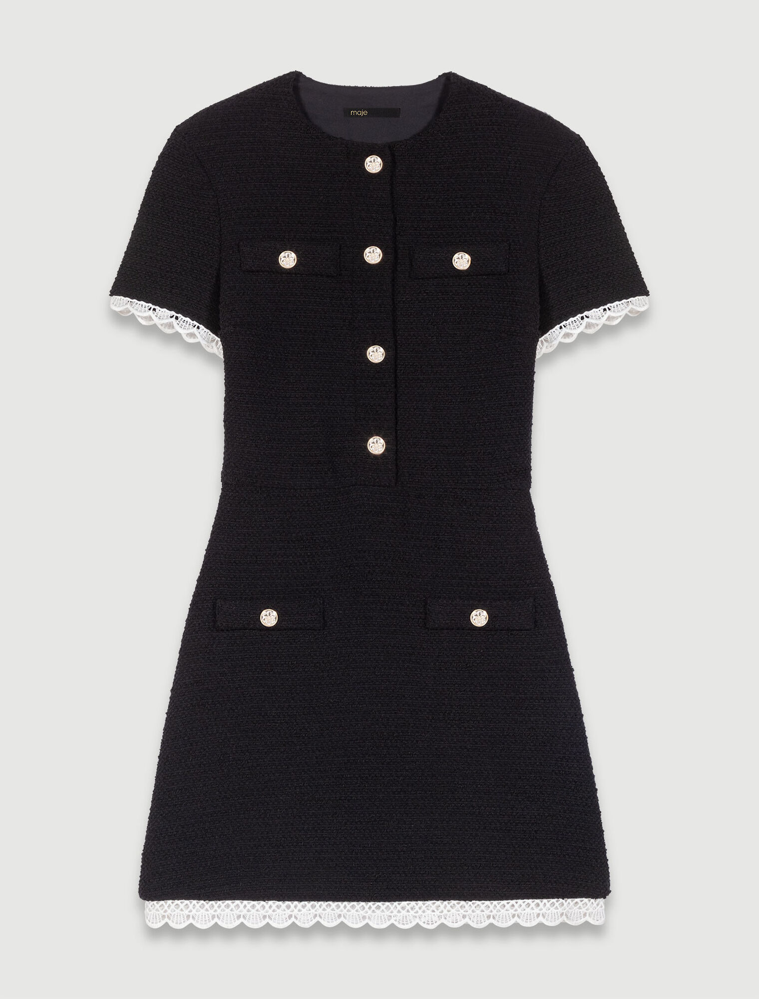 Robe courte en tweed à galons