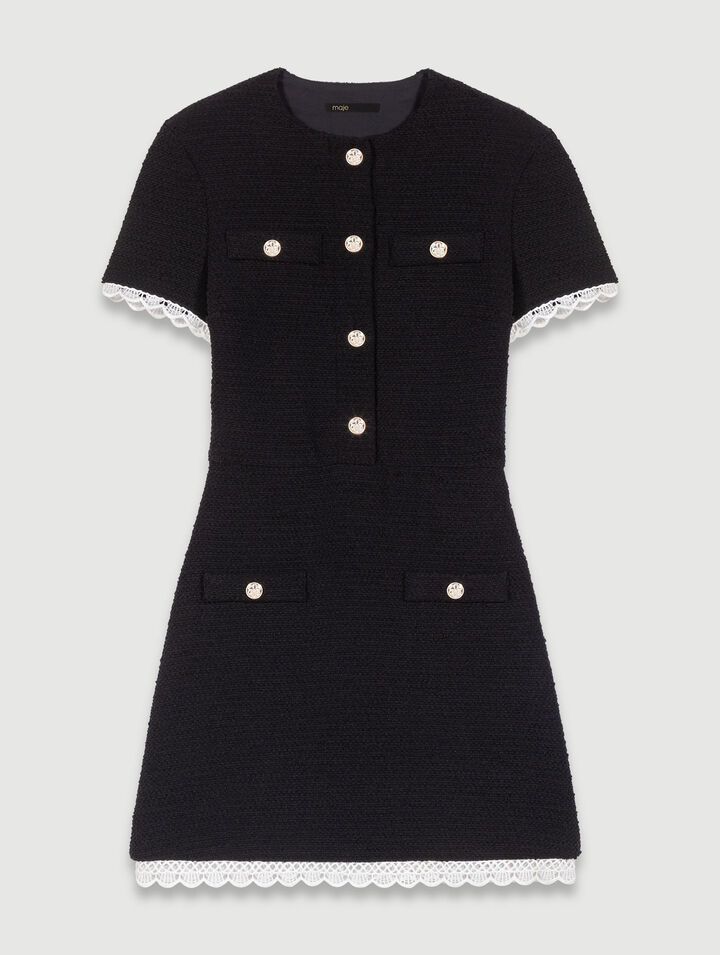 Short tweed dress with trim