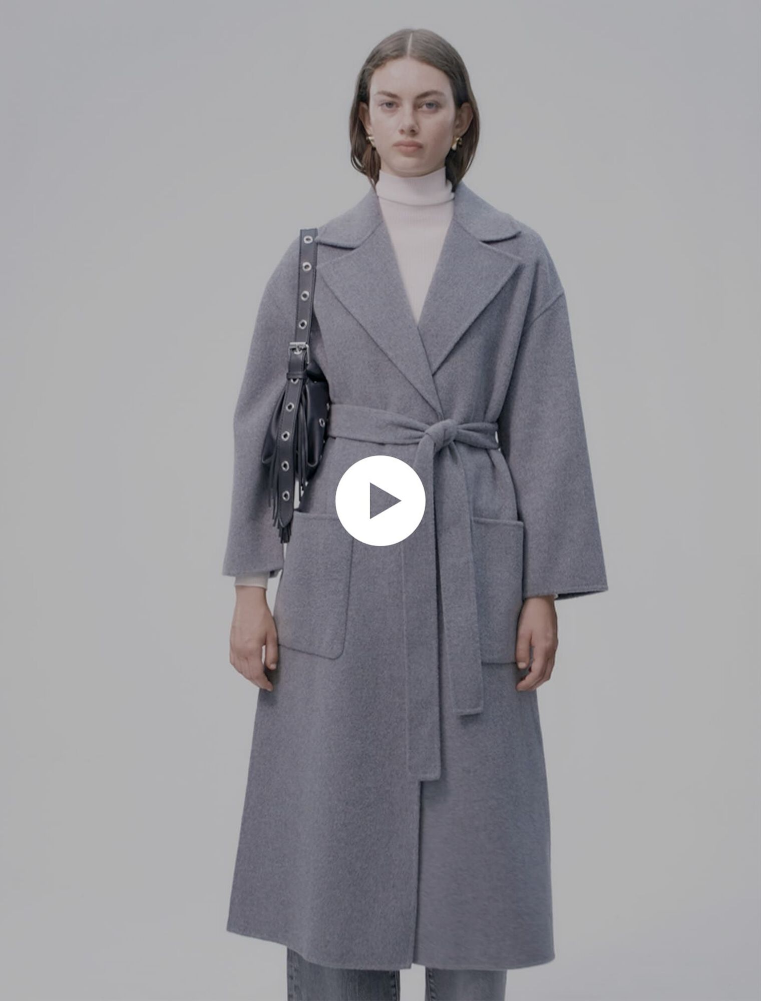 Manteau long double face ceinturé