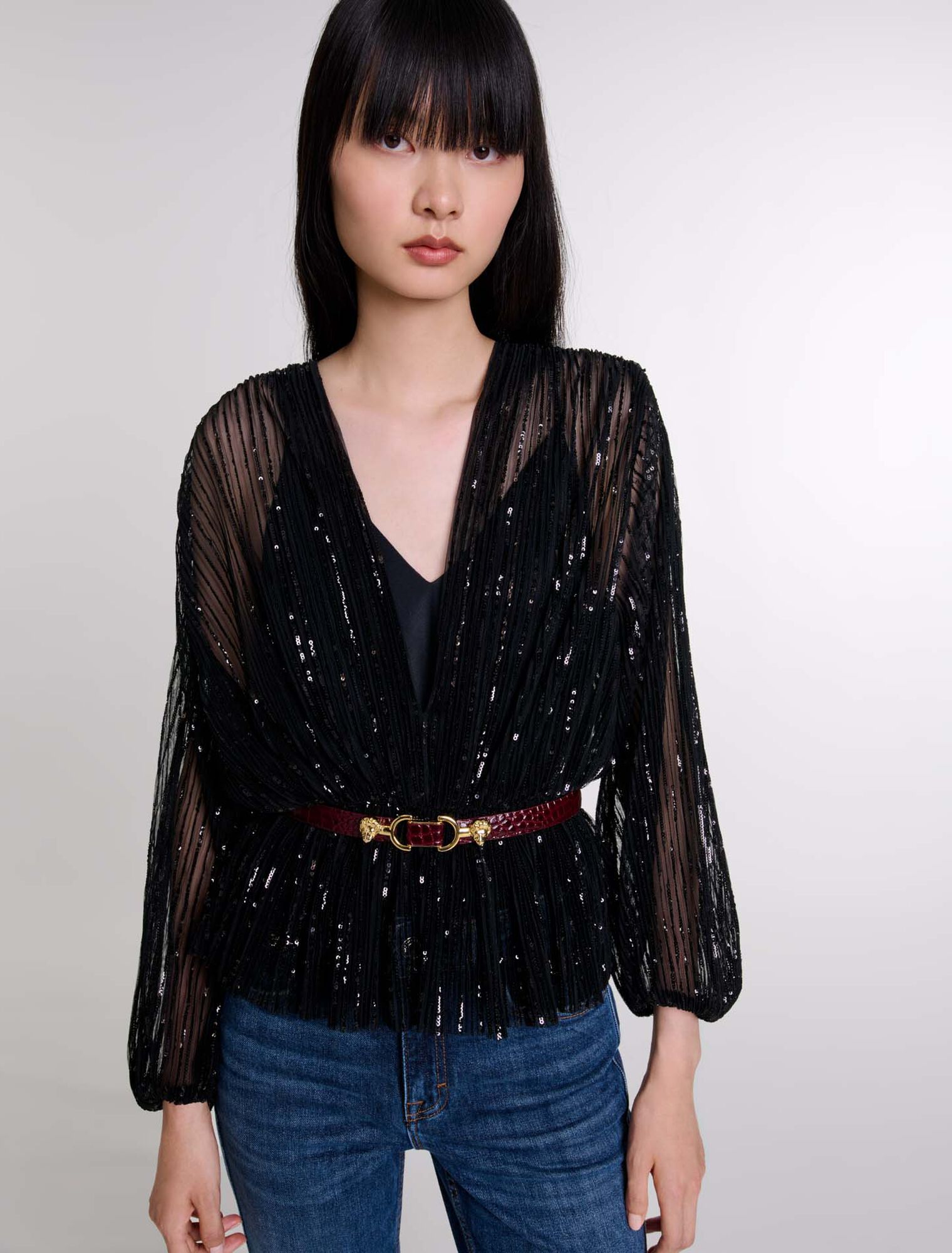 Top ceinturé à sequins