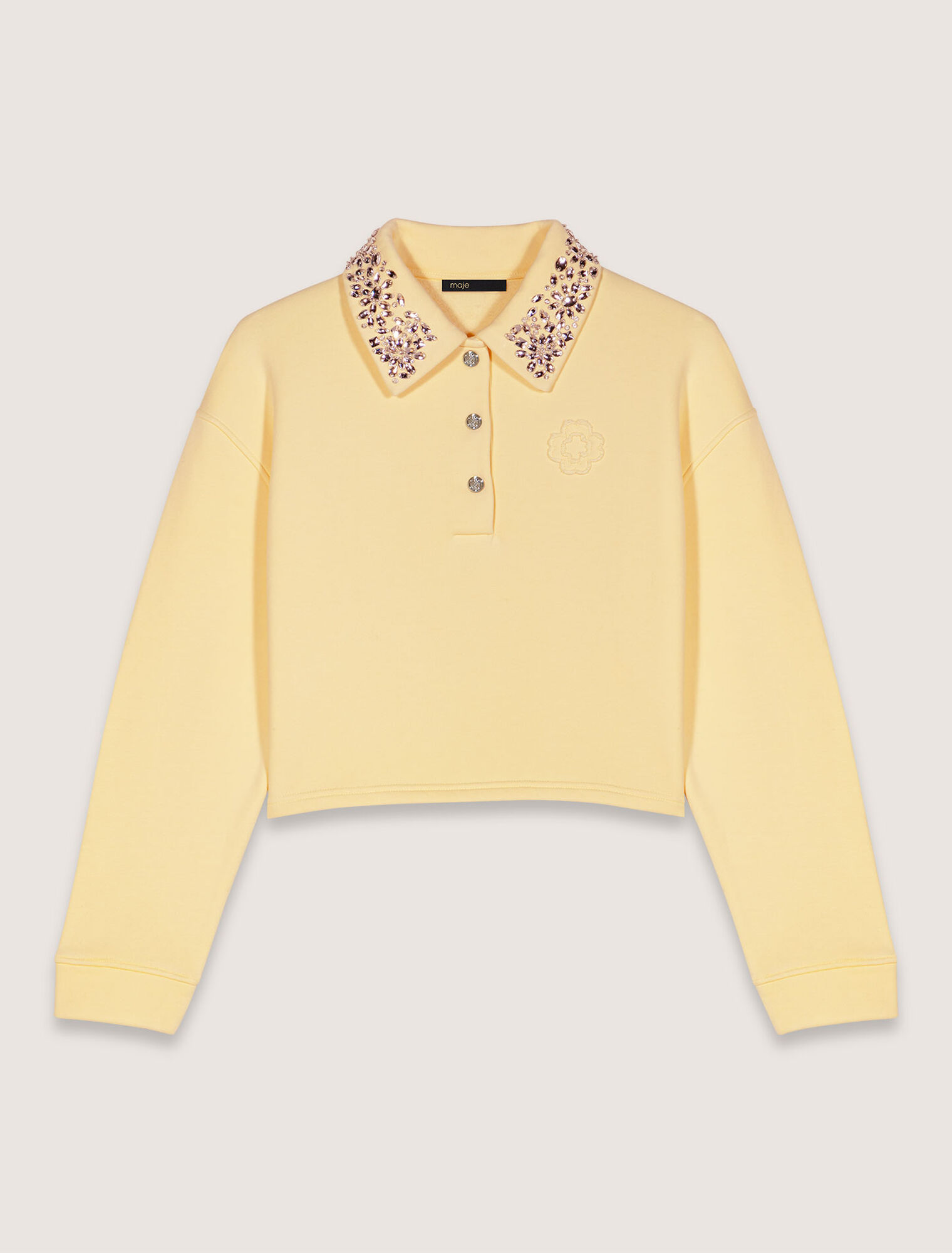 Jewellery collar cropped sweater