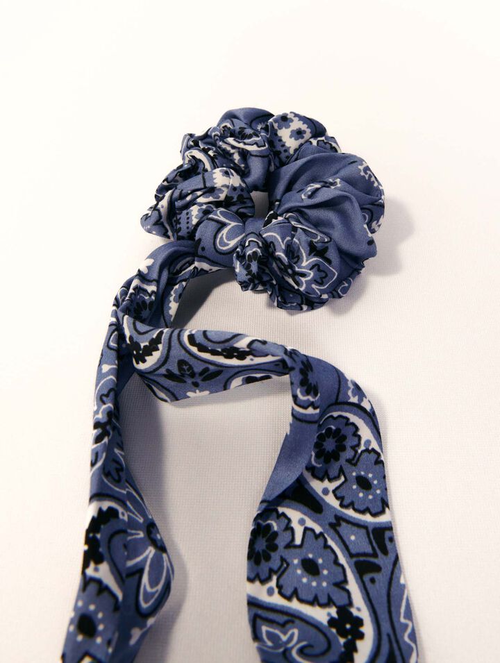 Chouchou avec foulard ruban imprimé