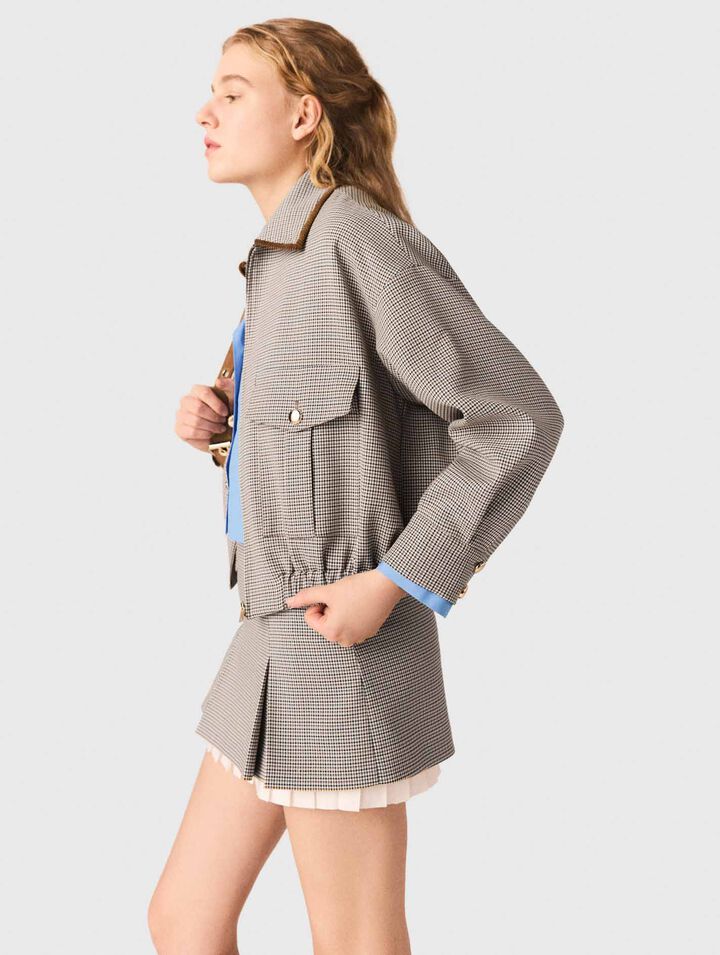 Checked bomber jacket