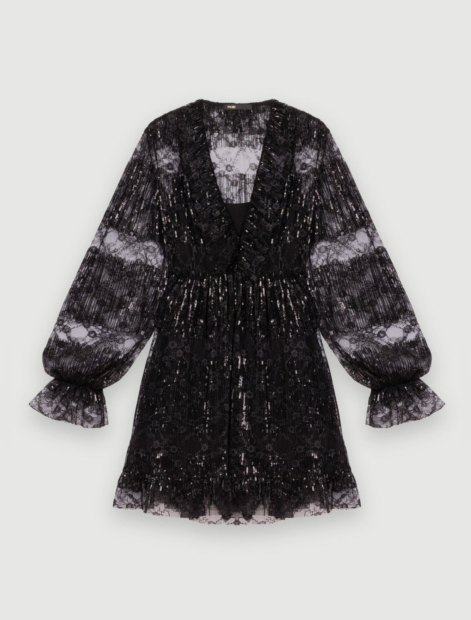 Robe en dentelle plissée noire