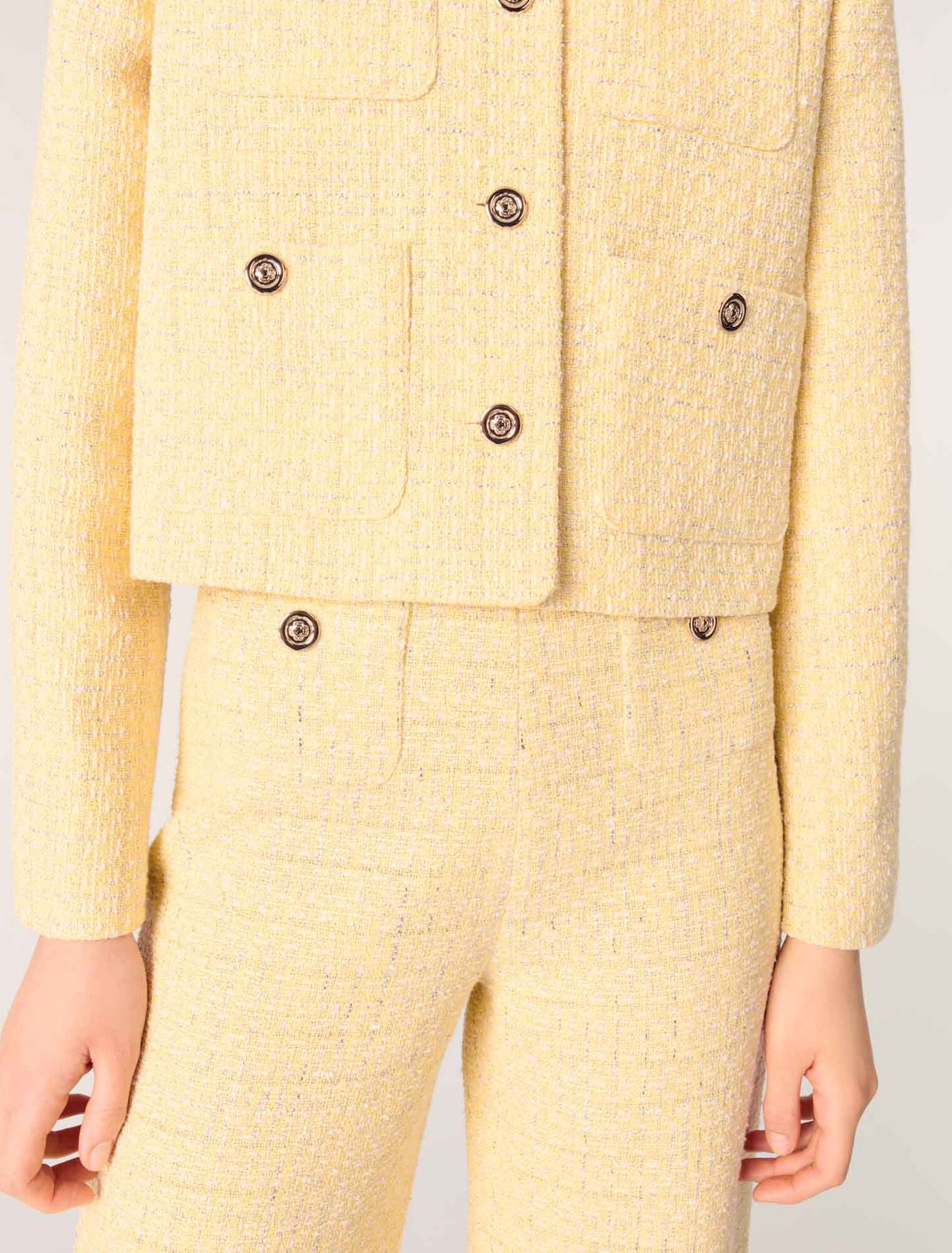 Pantalon droit en tweed et lurex