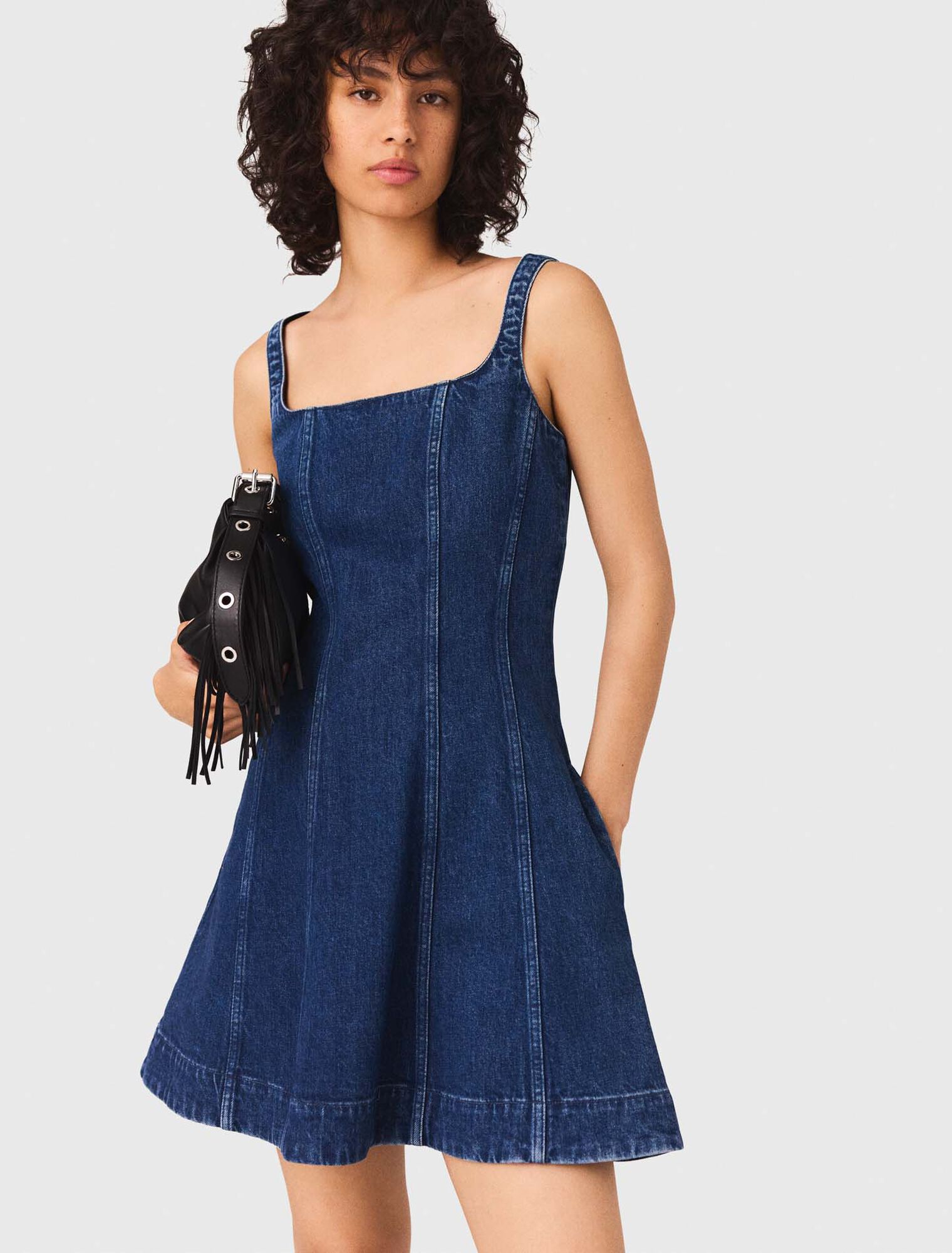 Robe babydoll courte en denim