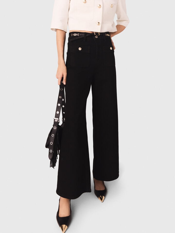 Jean droit avec poches plaqu&eacute;es