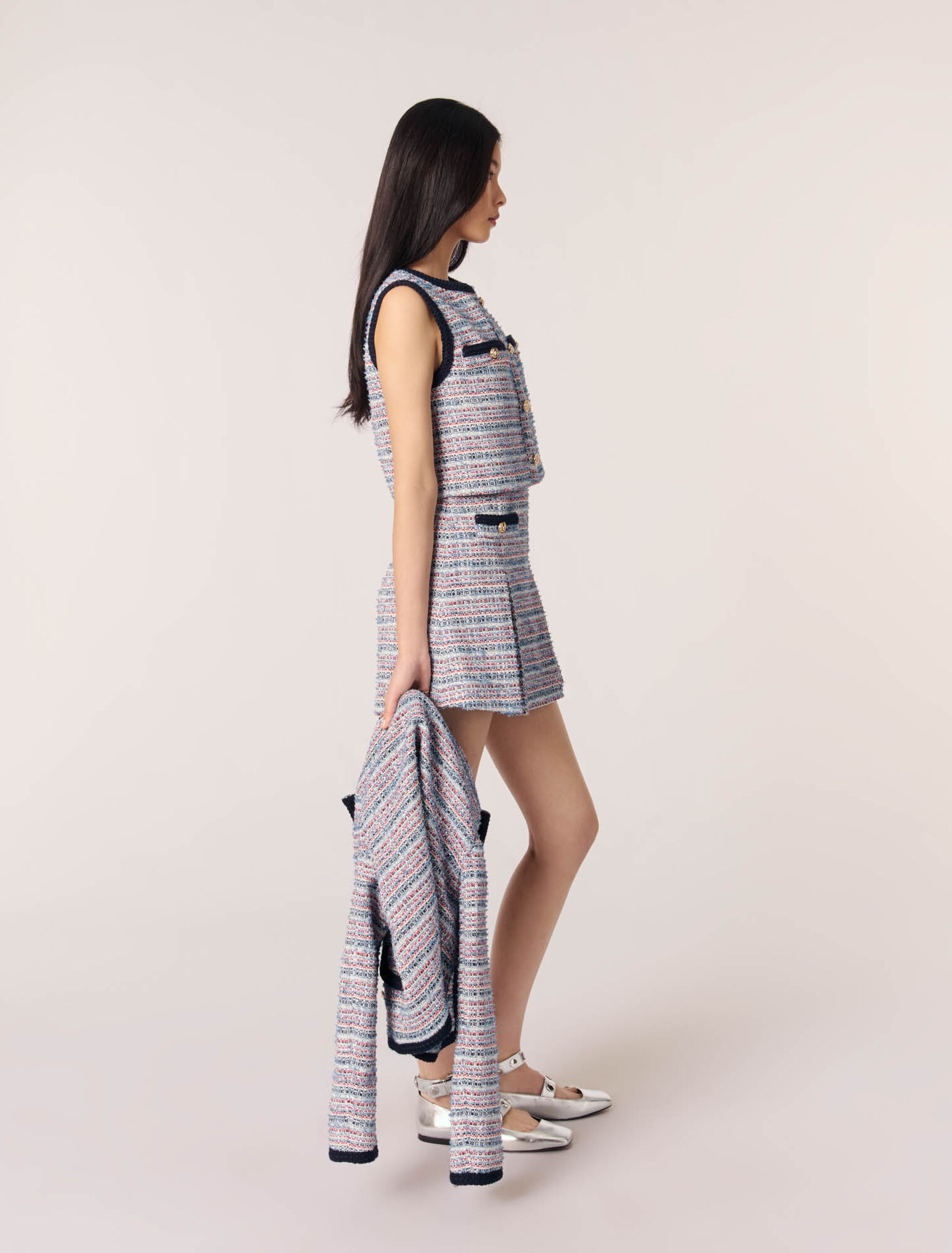 Robe courte 2-en 1 en tweed