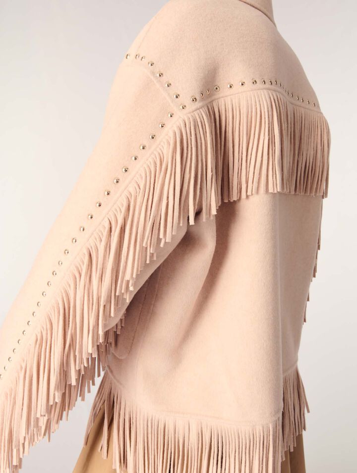 Manteau en double face à franges