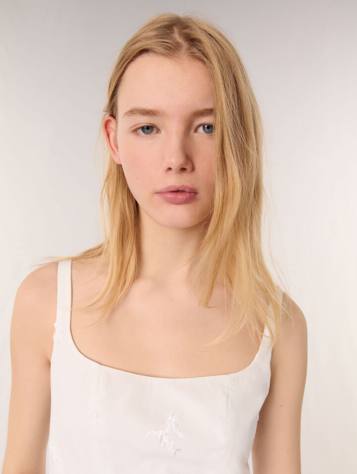 Robe midi en coton brodée