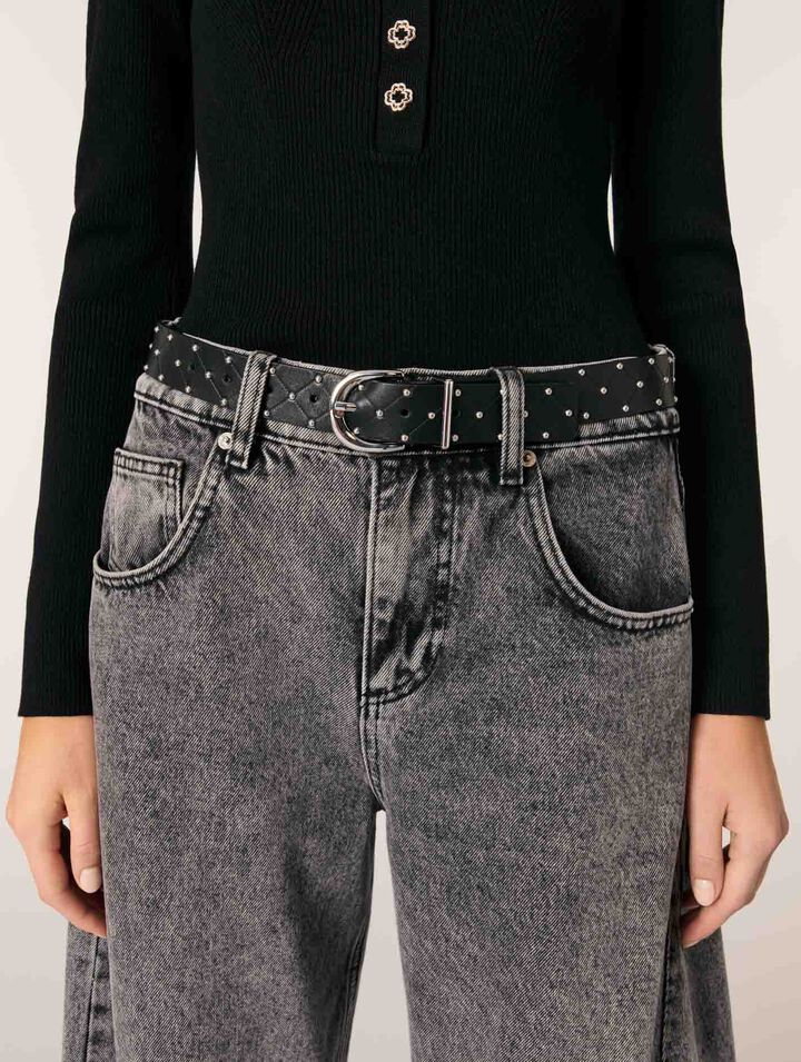 Ceinture en cuir matelassé