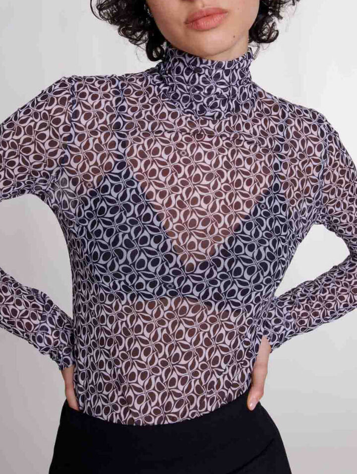 Semi-sheer patterned top