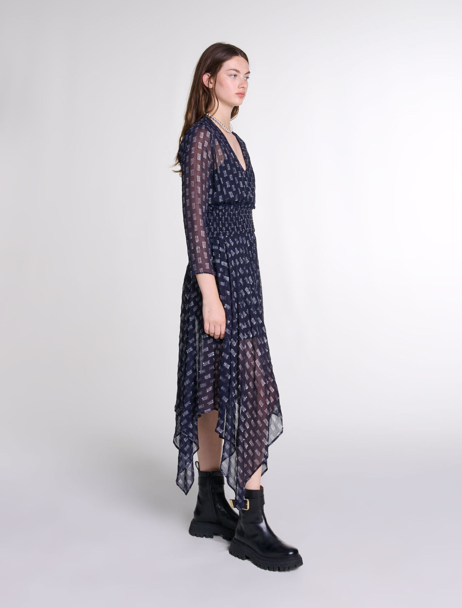 Robe longue asymétrique imprimé fleurs