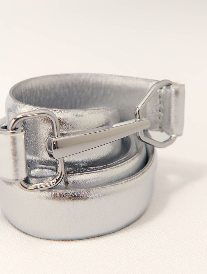 Ceinture en cuir métalisé