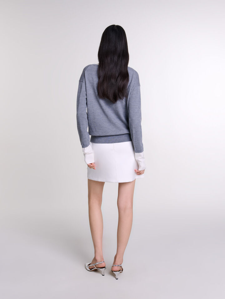 Pull trompe l'œil laine mélangée
