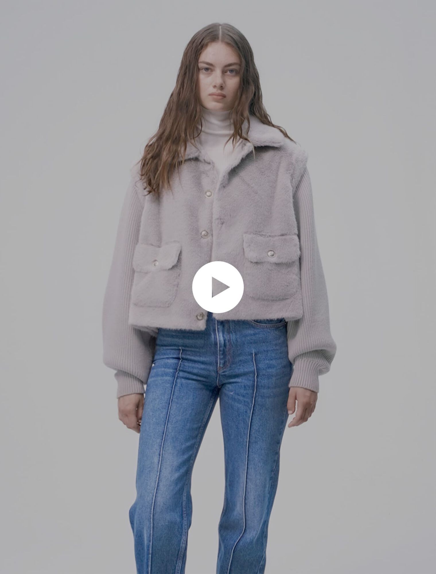 Veste fausse fourrure bi-matière