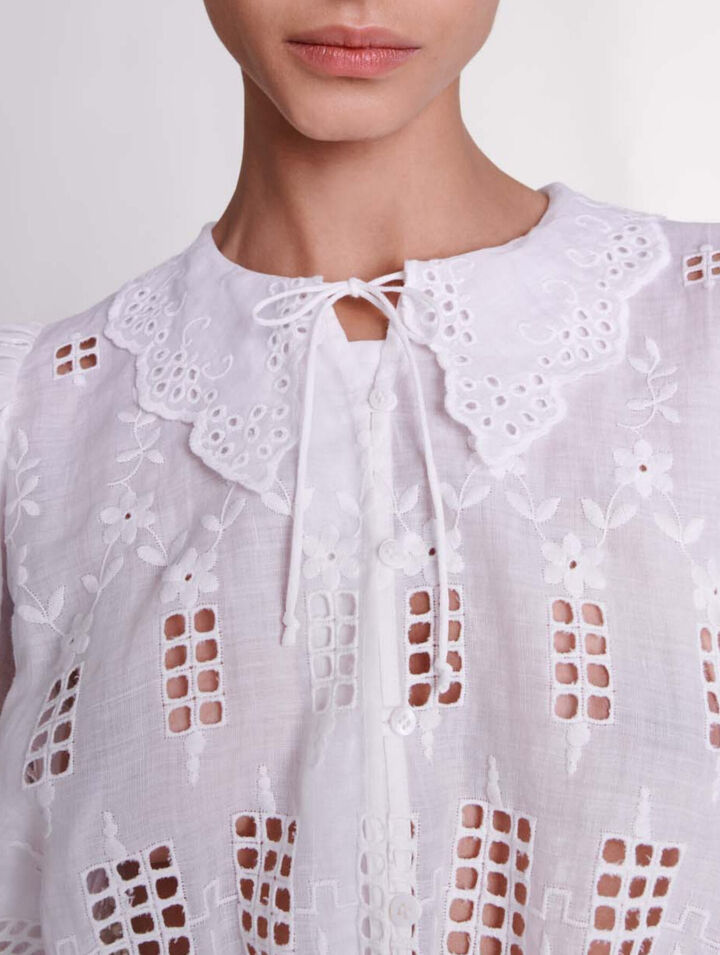 Embroidered ramie blouse