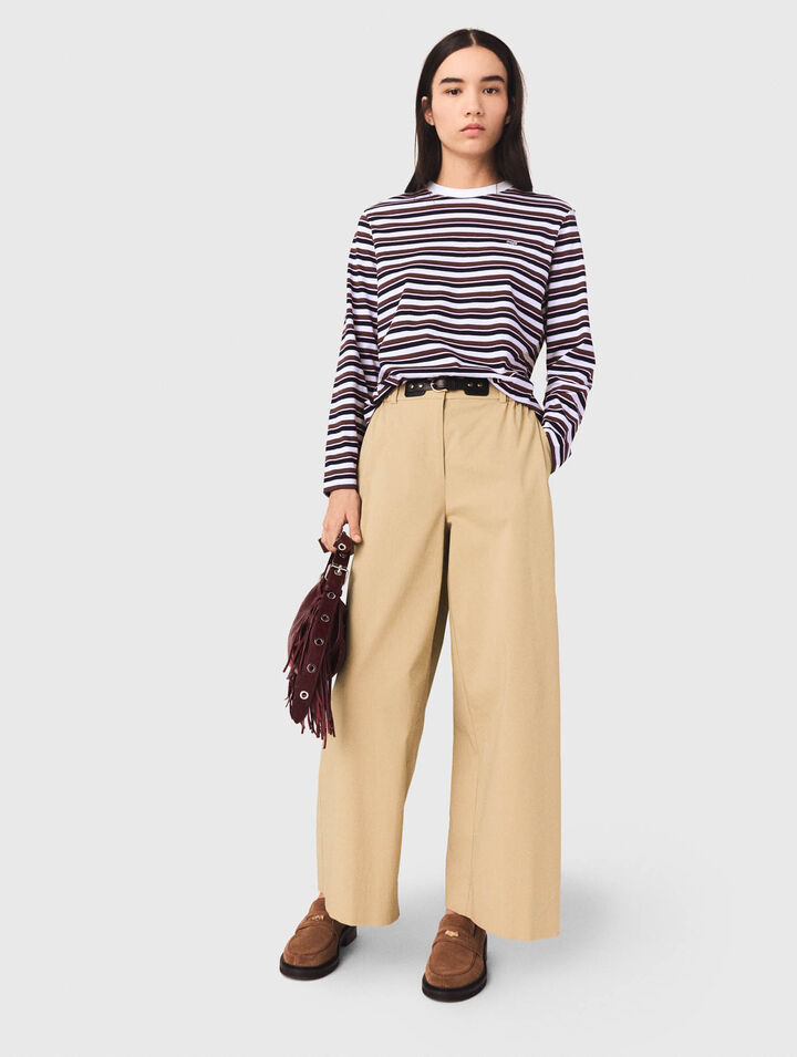 Wide-leg cotton trousers