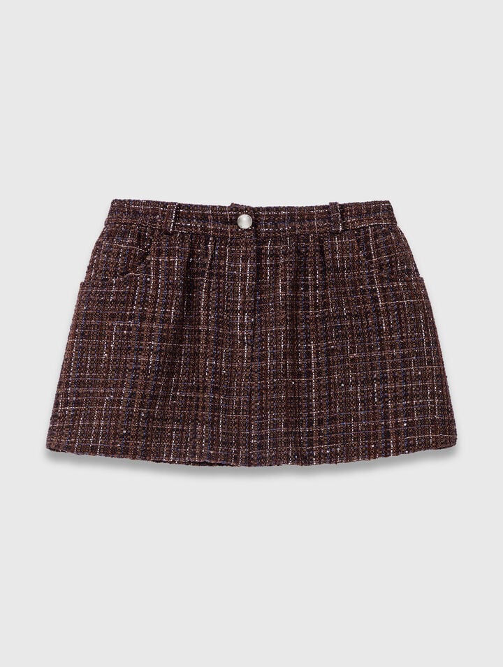 Short en tweed avec bande élastique