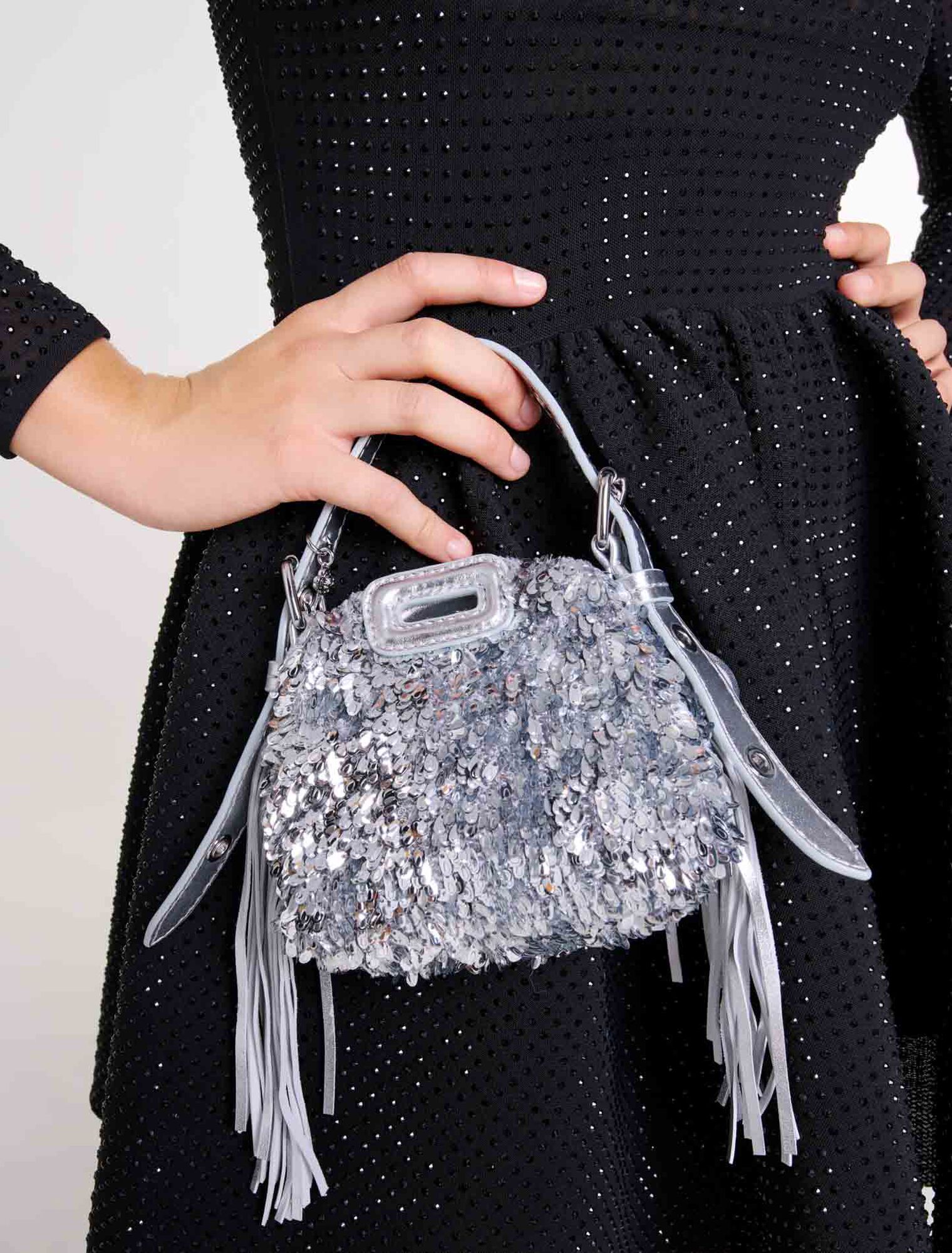 Sac Miss M Nano en sequins argentés