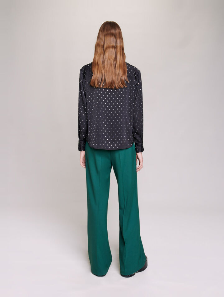 Chemise satinée à strass