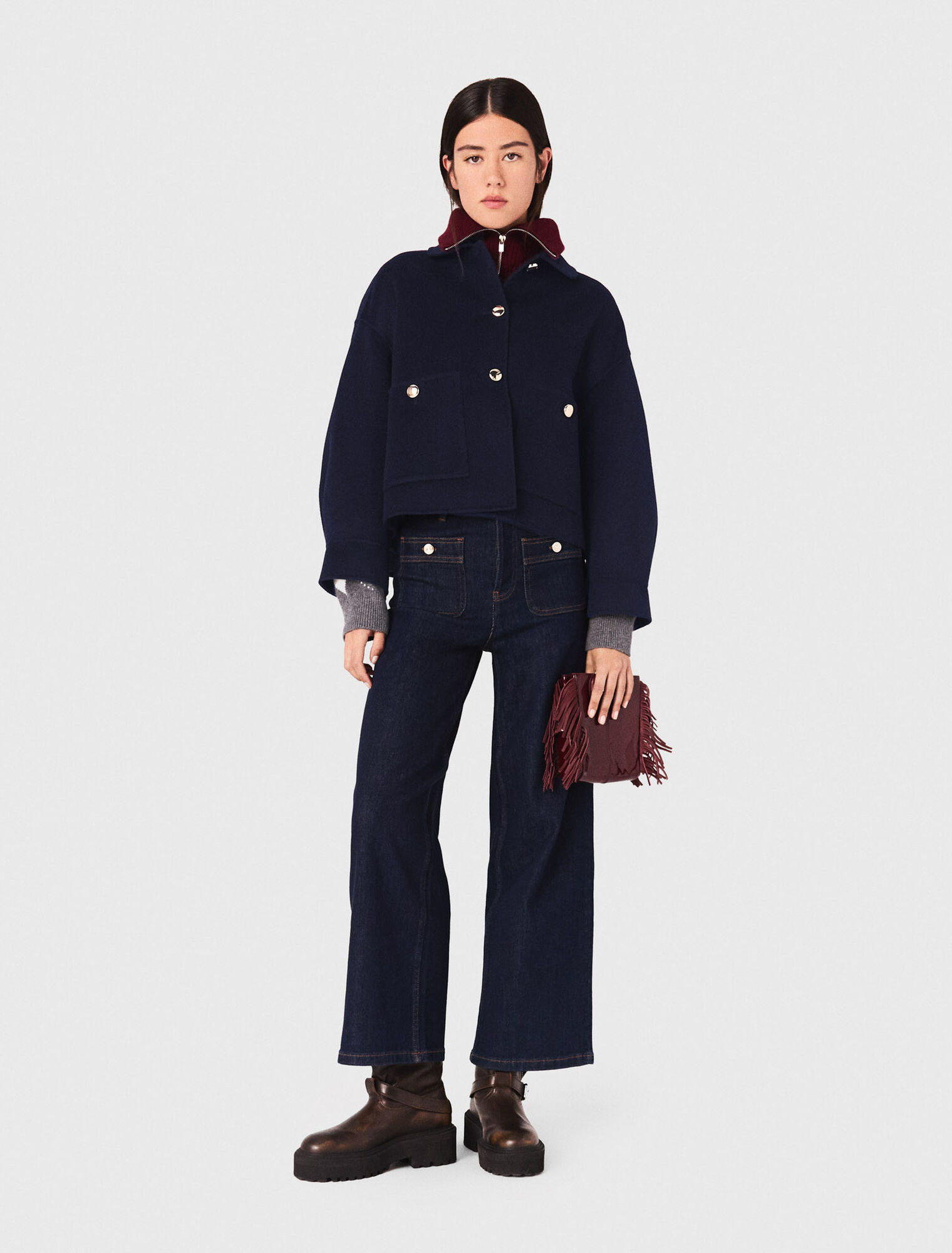 Cropped wool jacket