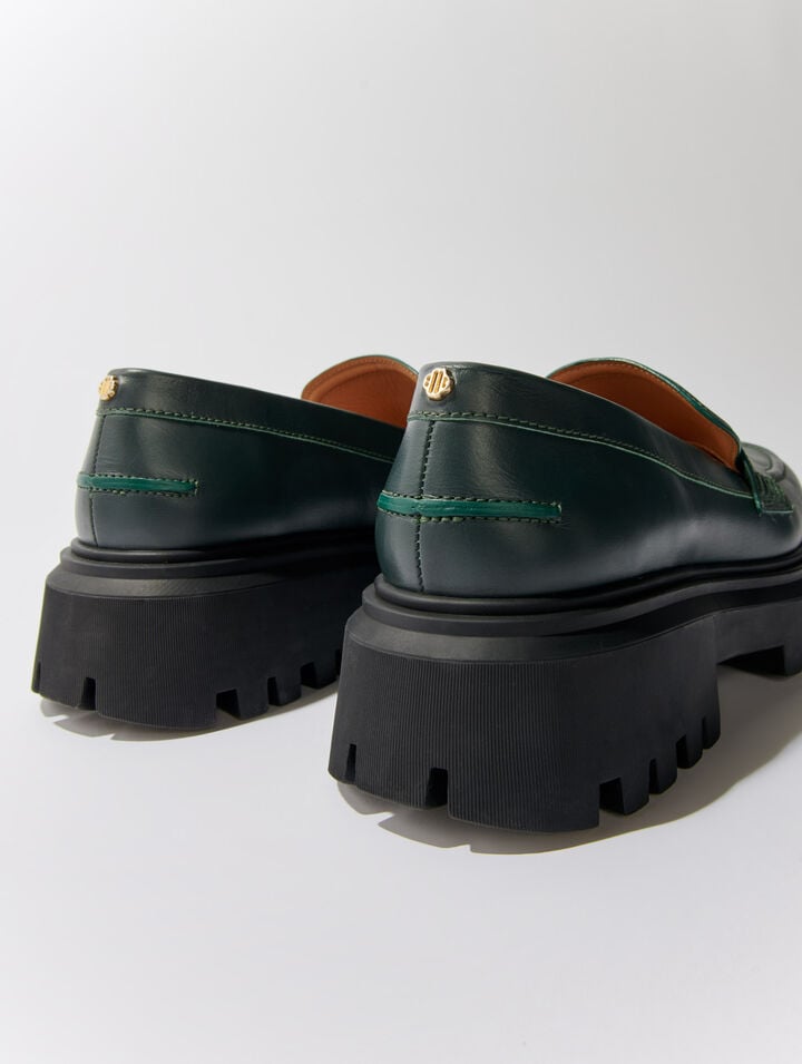 Leather platform loafers