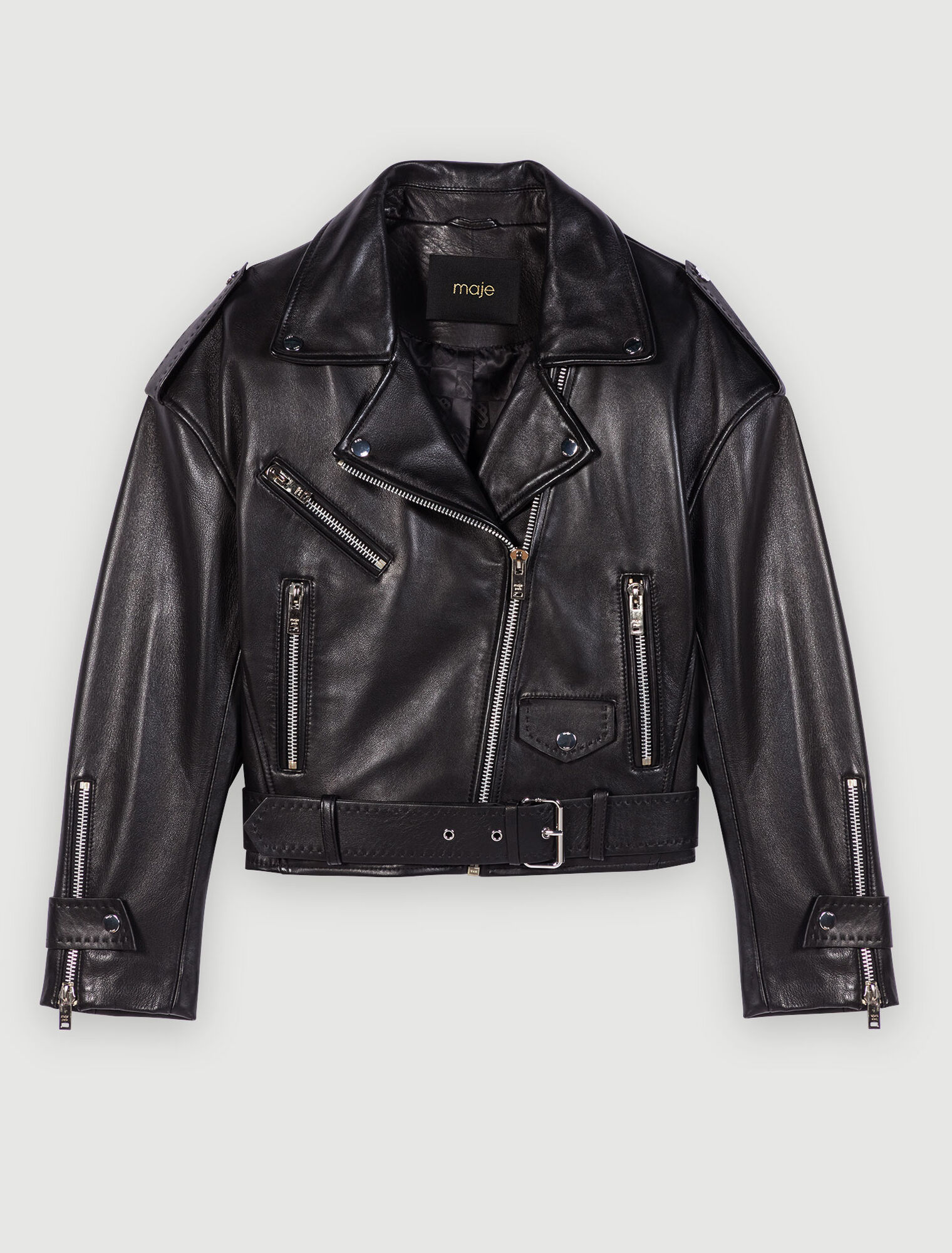 Blouson en cuir façon Biker large