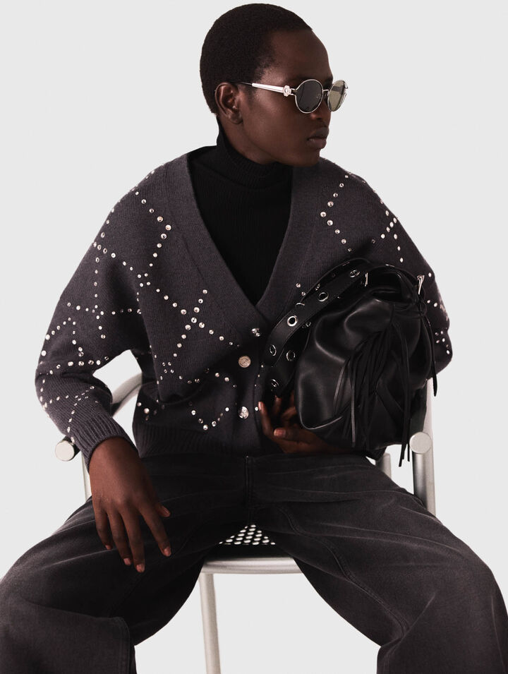 Cardigan à carreaux strassé
