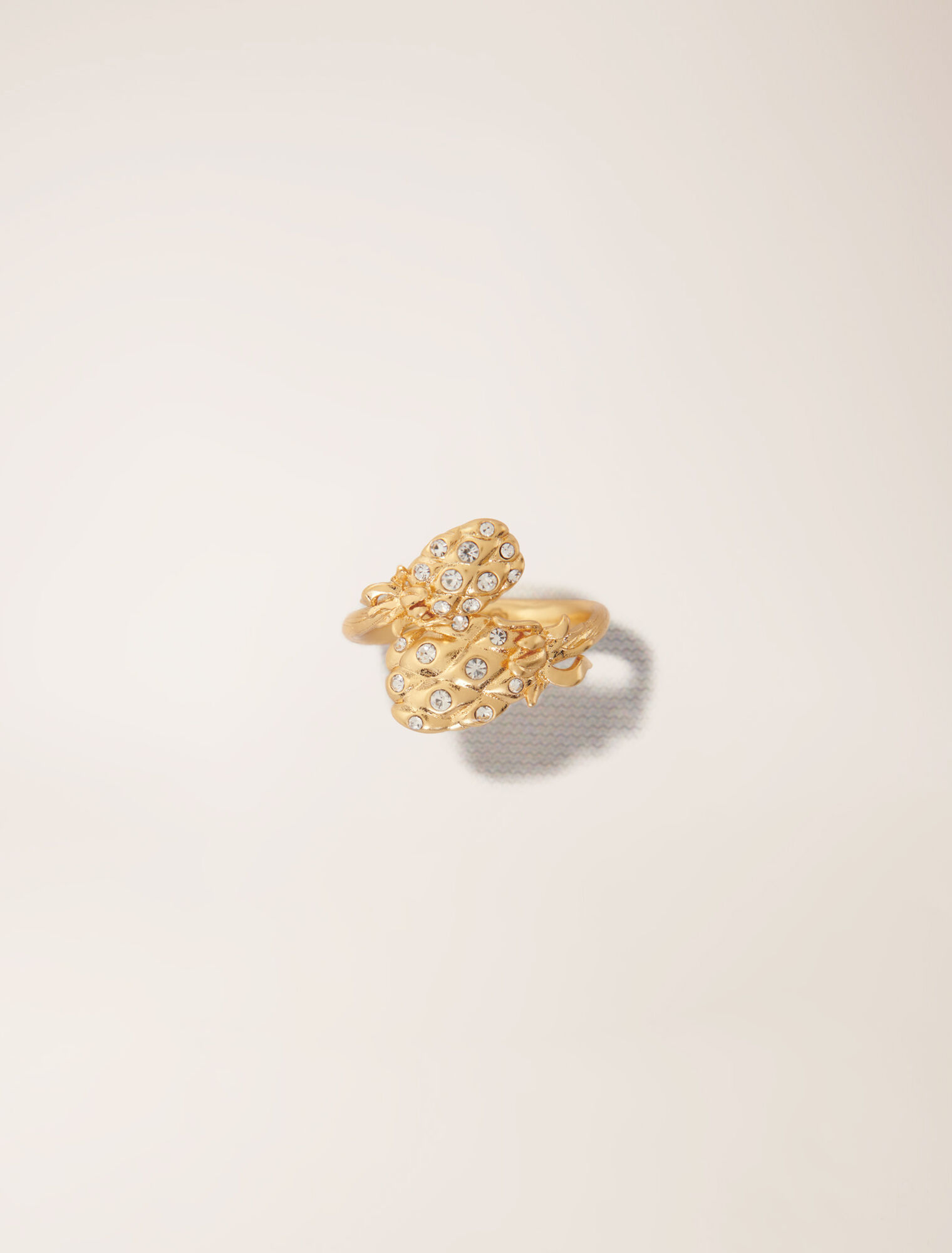 Double pineapple rhinestone ring