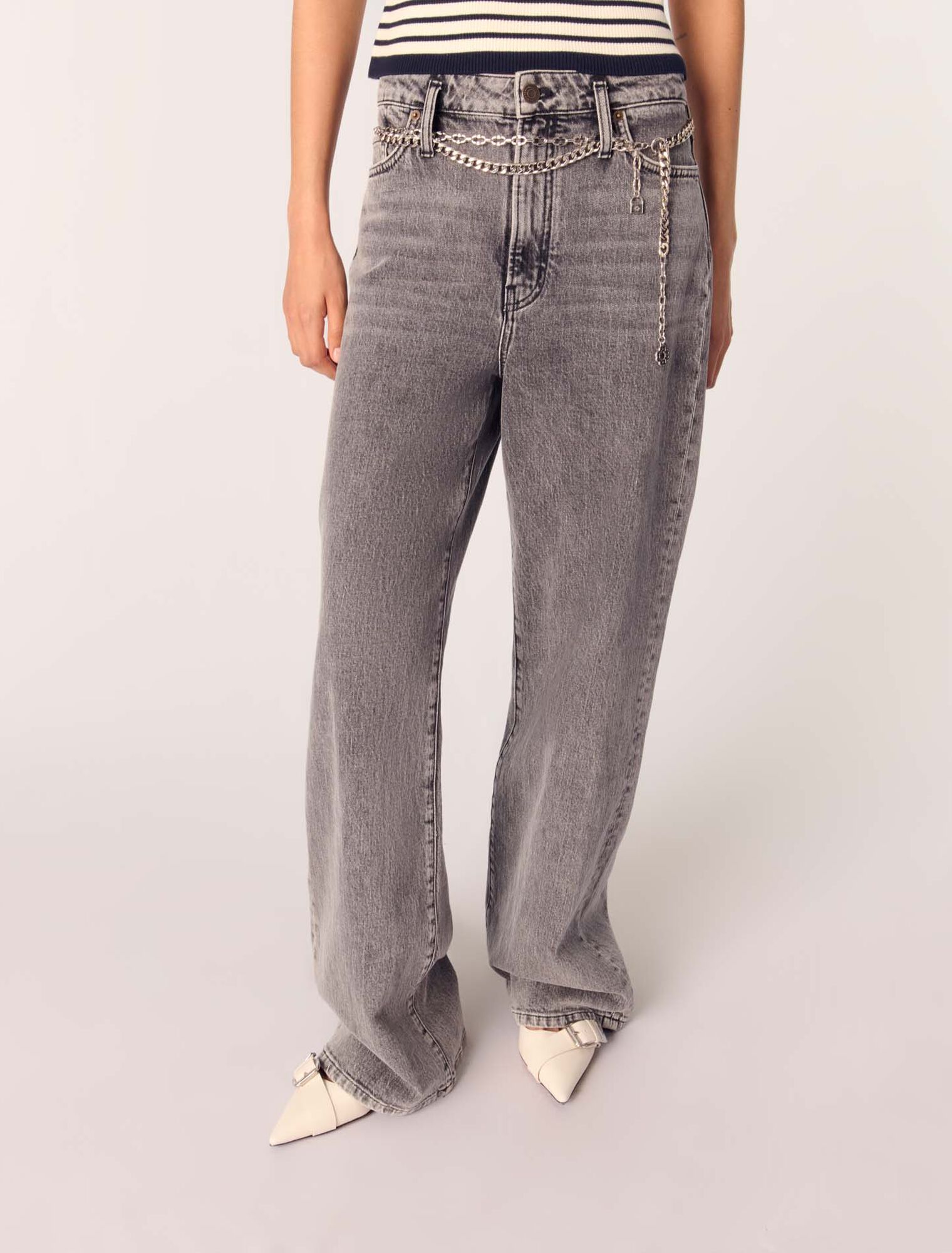 Jean large à ceinture maillons