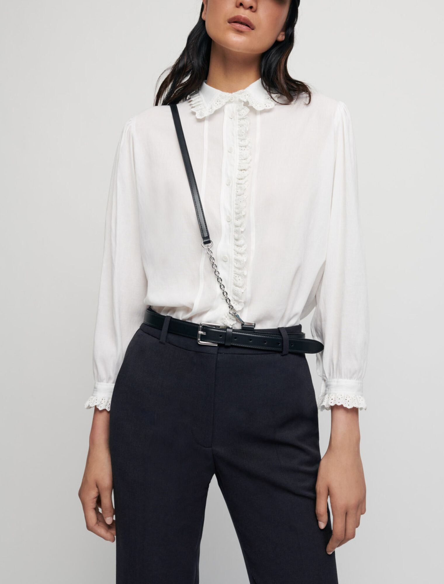 Chemise blanche en voile à col claudine