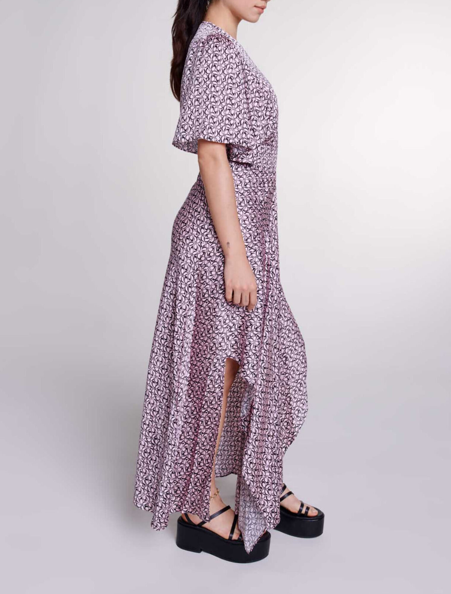 Satin-look patterned maxi dress