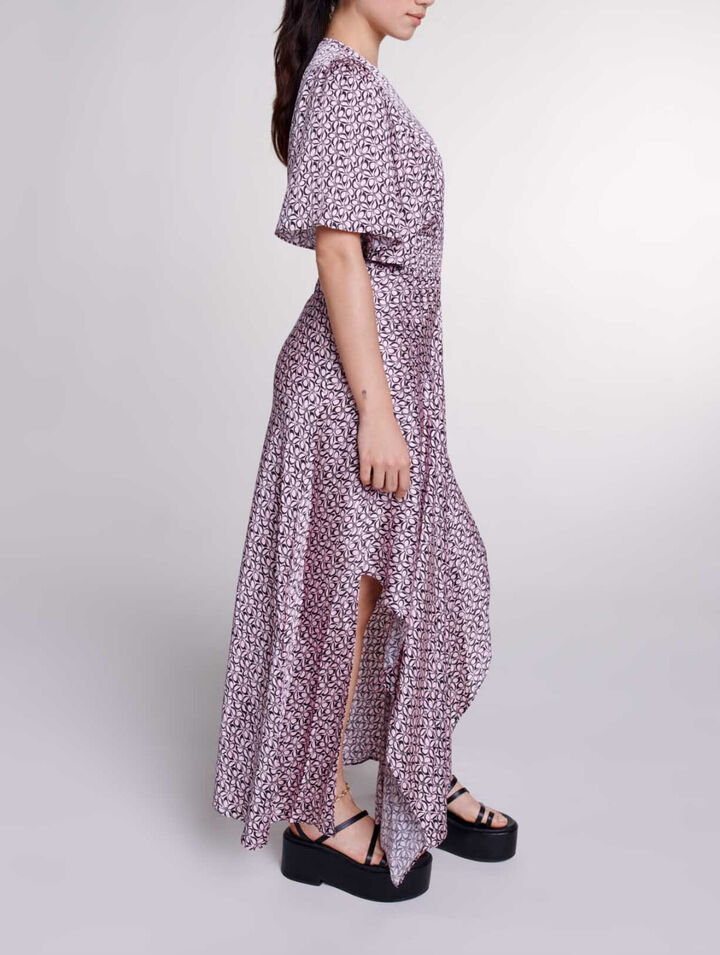 Satin-look patterned maxi dress